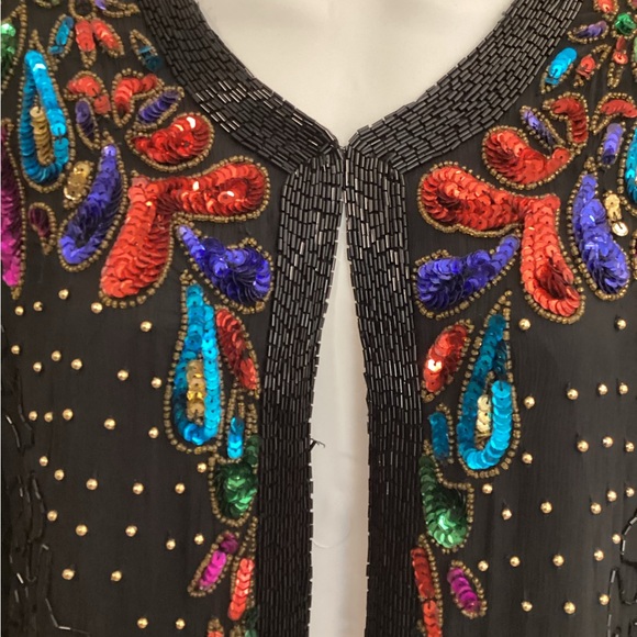 Fantasy by Lisa Kane Sequined Silk Jacket-size M - Picture 5 of 9